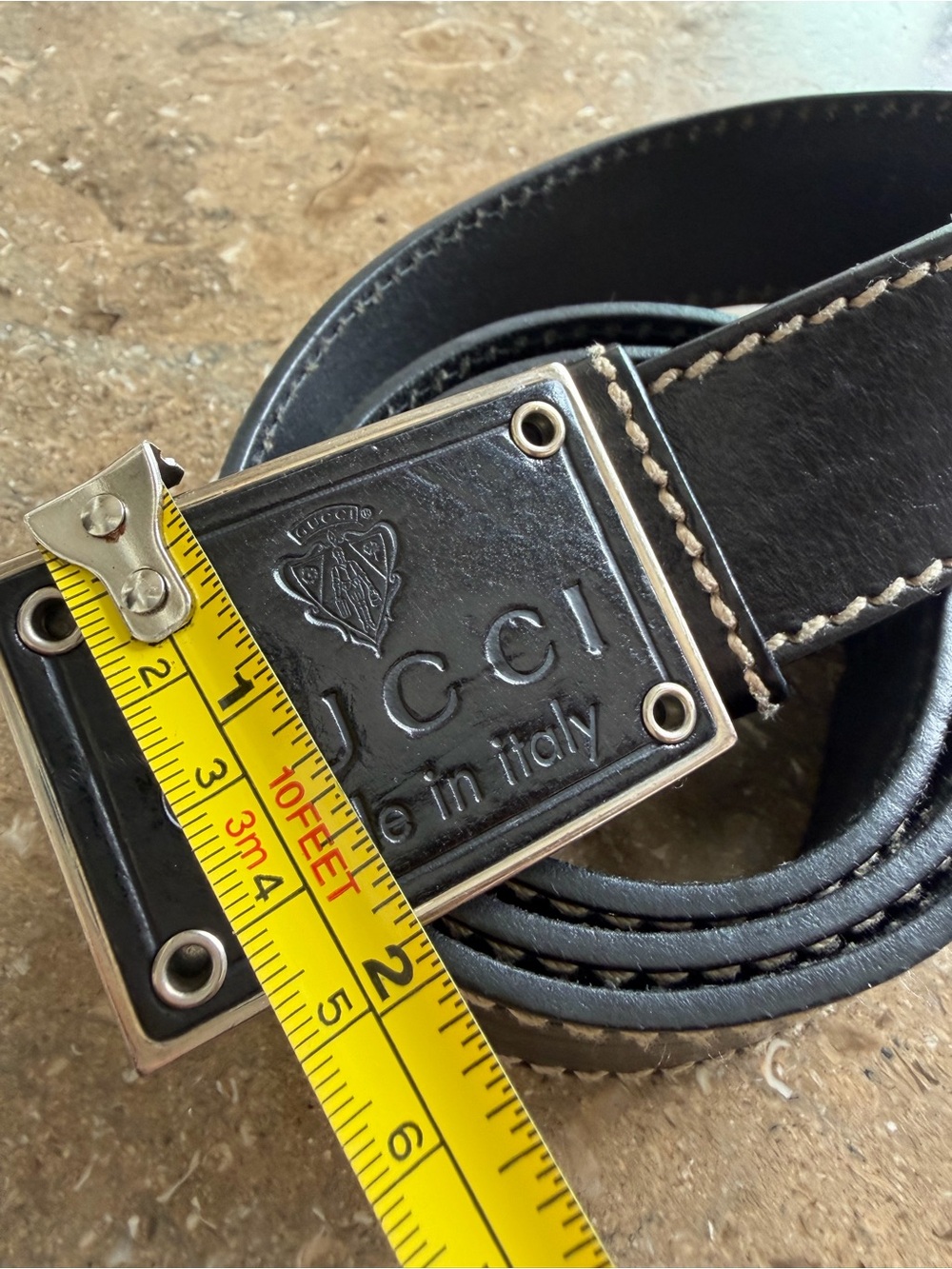 Gucci Rare Black belt with contrast stitching - Picture 8 of 8